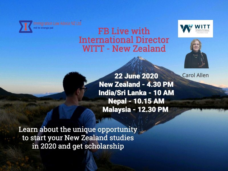 FB Live with International Director- WITT- Options to study in New Zealand in 2020
