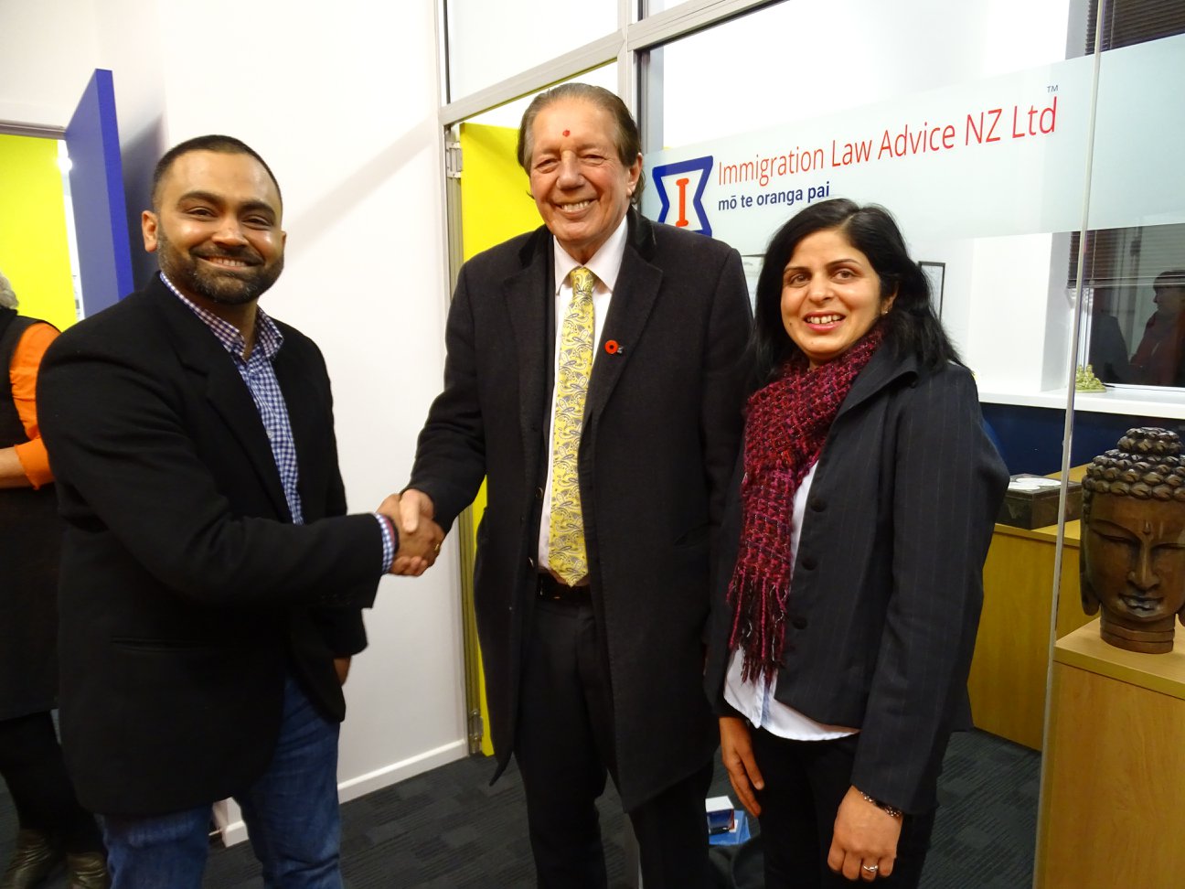 Tim Shadbolt at ILA NZ with Vinay Sood and Mrs. Babita Sood.